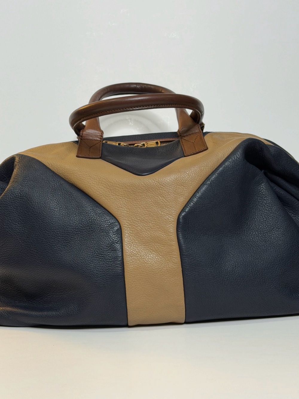 Yves Saint Laurent Easy Bag Tricolor Leather Satchel Duffle